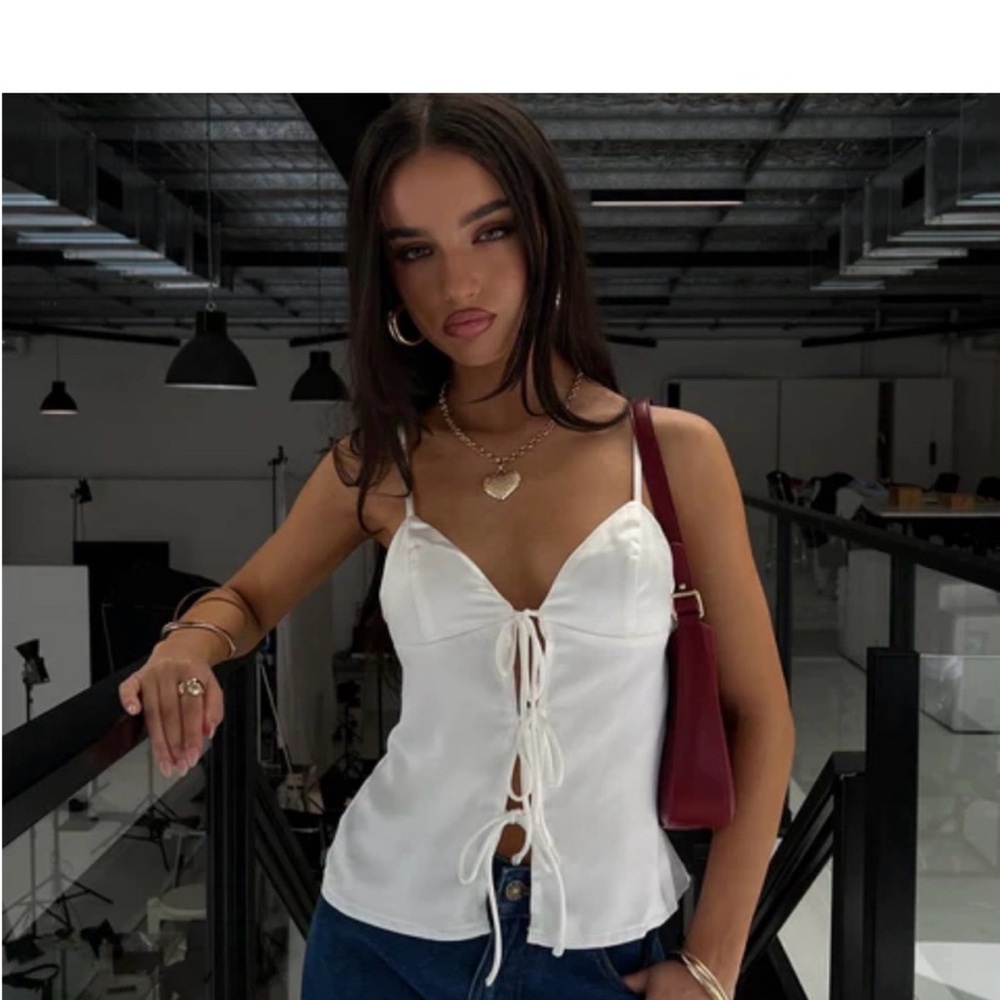 Sincerely Jules White Lace-Up Camisole